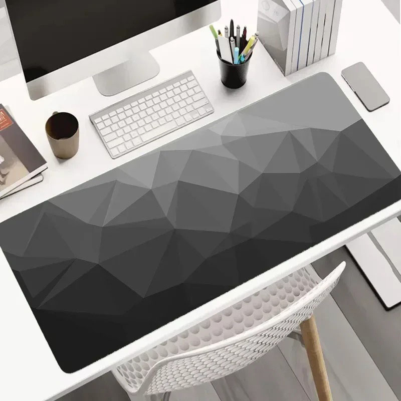Desk Setup Grey - Modern Dark Geometric Tablecloth Large Desk