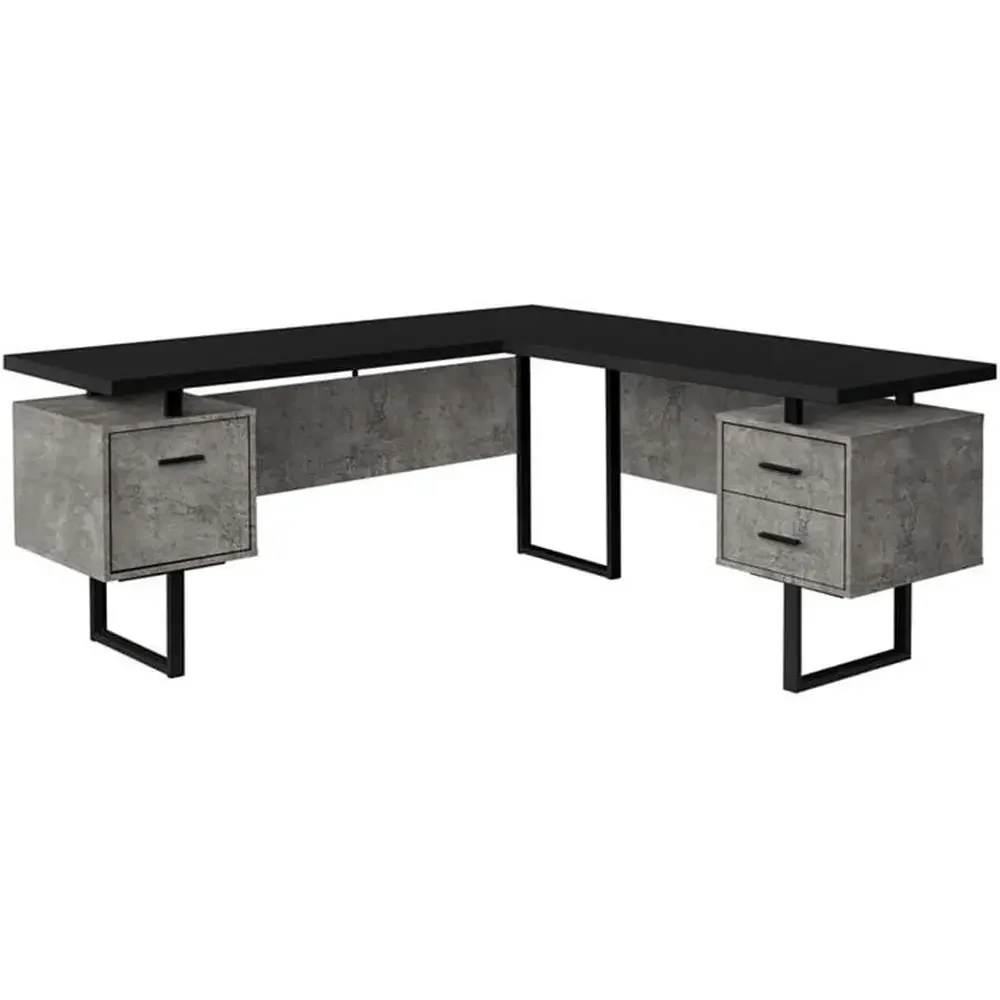 Desk Setup Grey - L-Shaped 70 Computer Desk with Storage