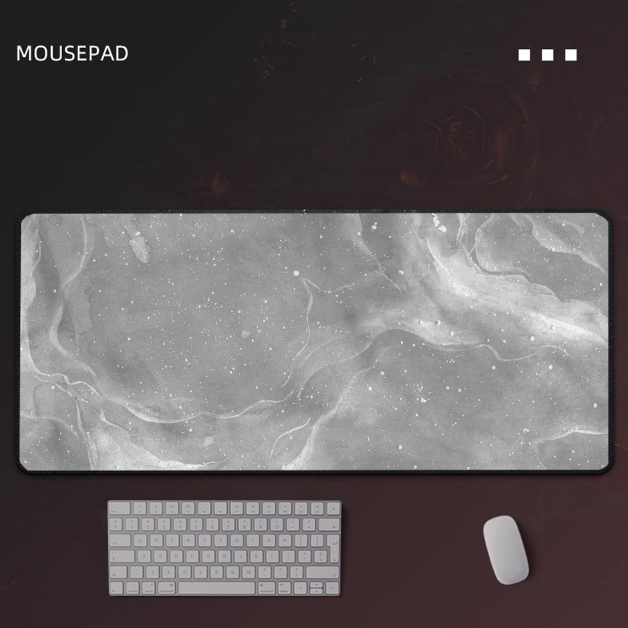 Desk Setup Grey - Gaming Mousepad Grey Marble Large Office