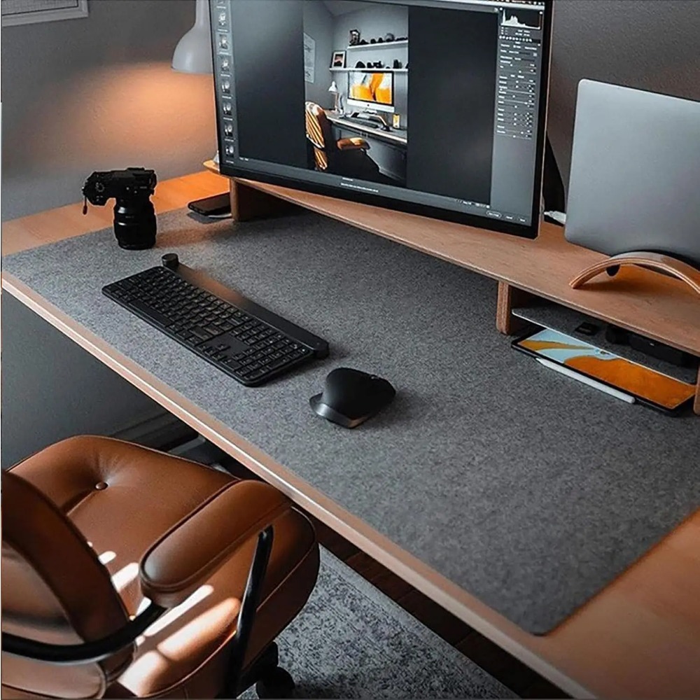 Desk Setup Accessories - Felt Desk Mat Computer Mat for