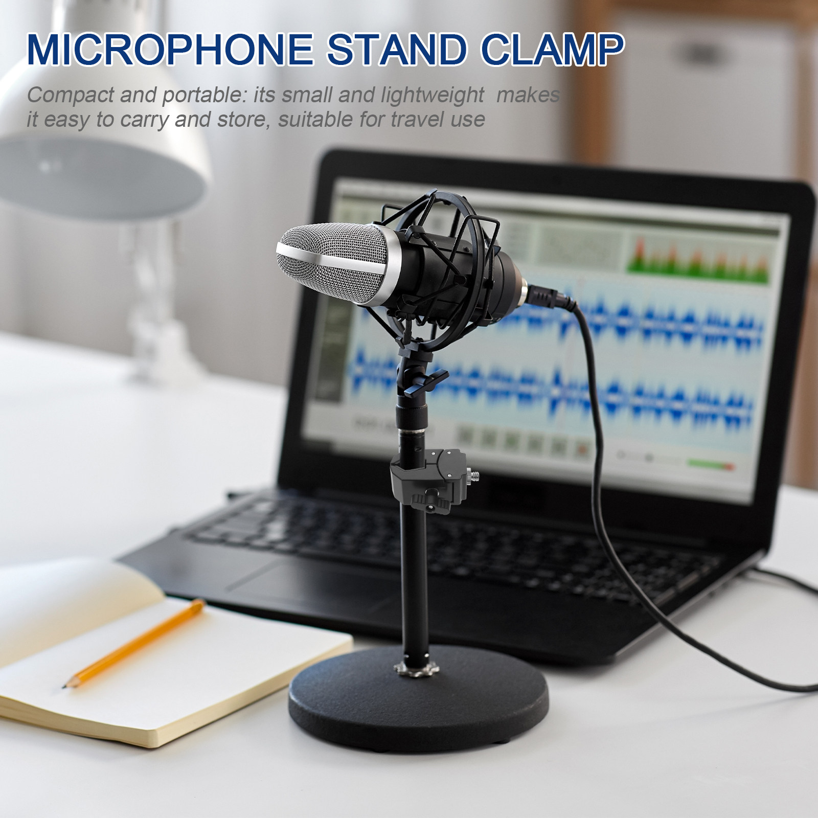 Desk Setup Studio - Heavy Duty Microphone Stand Clamp Metal