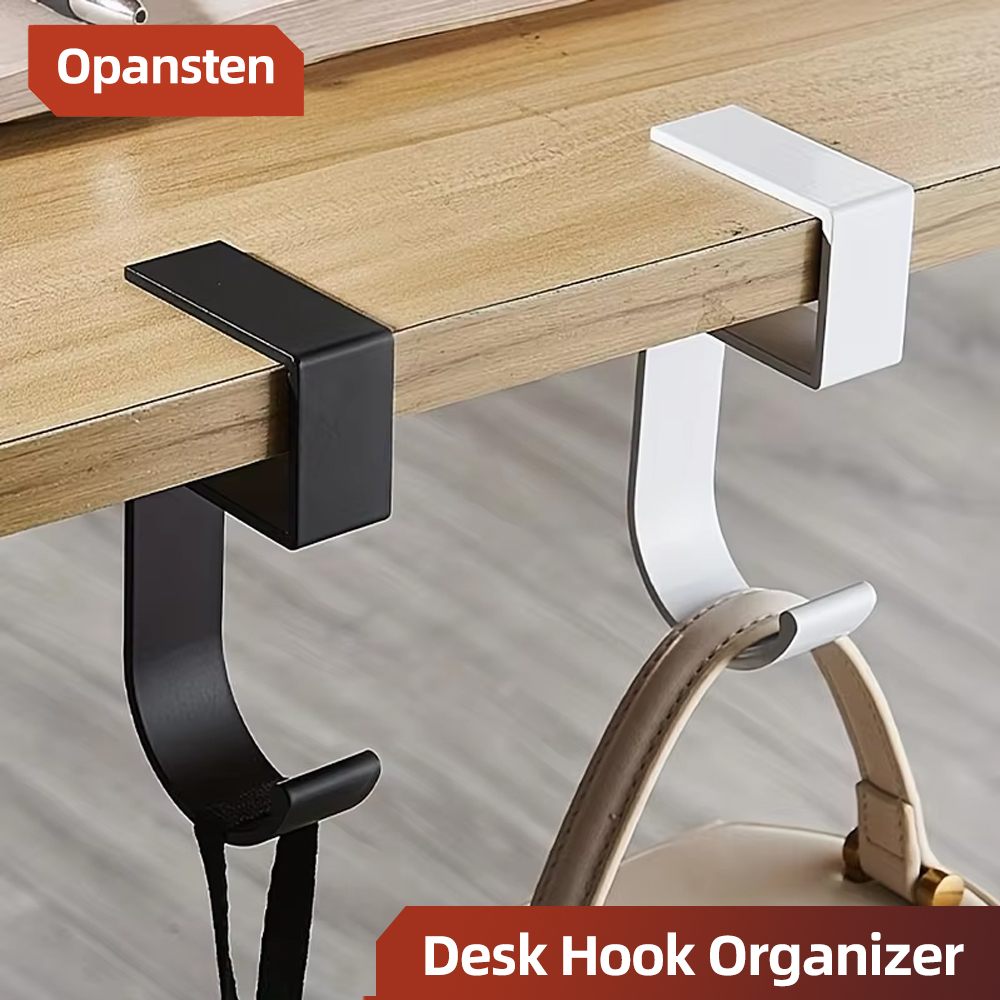 Desk Setup Black And White - Aluminum Desk Hook Organizer Anti-Slip Design