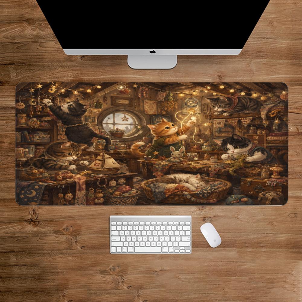 Desk Setup Bedroom - Cats Mouse Pad Anti-slip Desk Mat