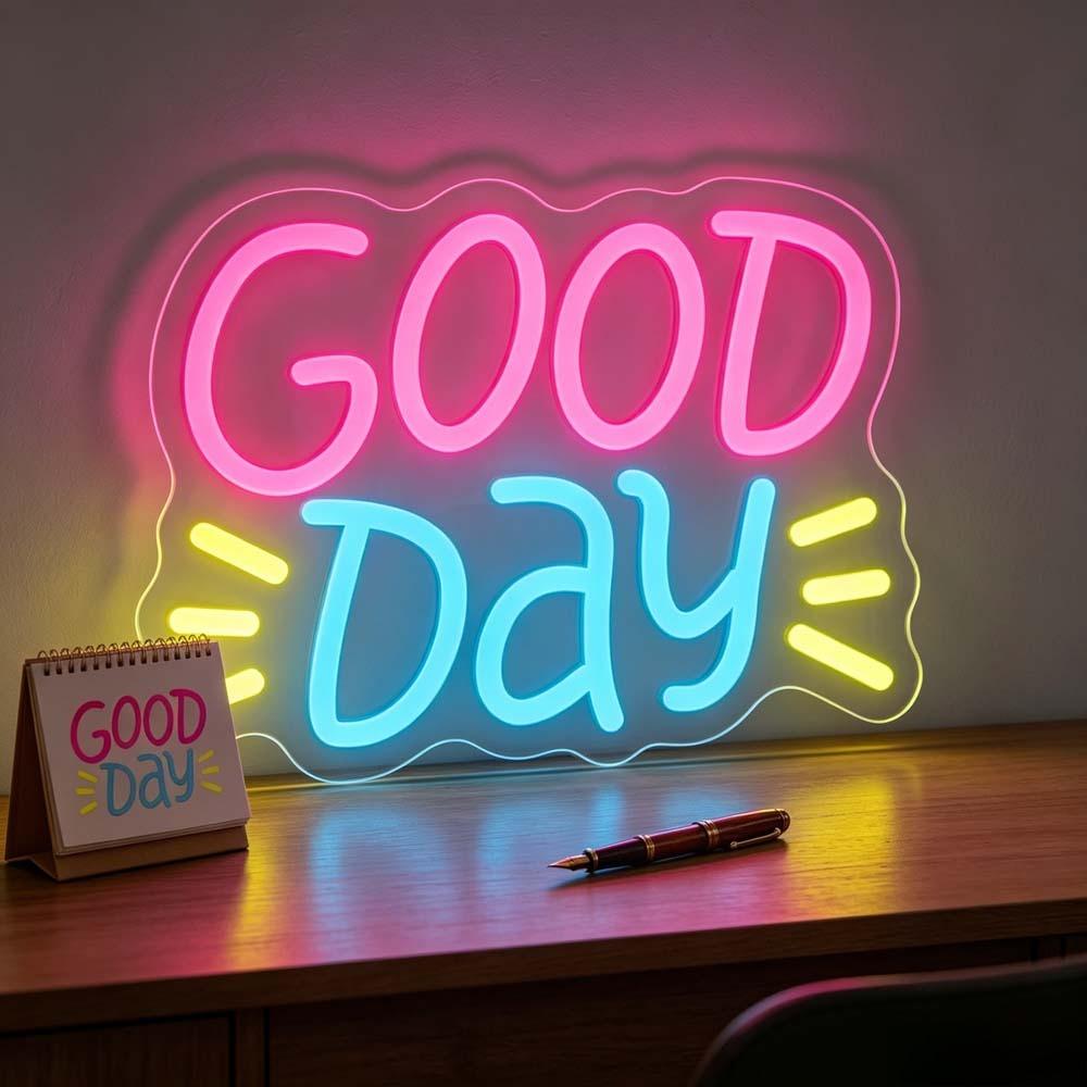 Desk Setup Bedroom - Good Day Neon Sign LED Colorful