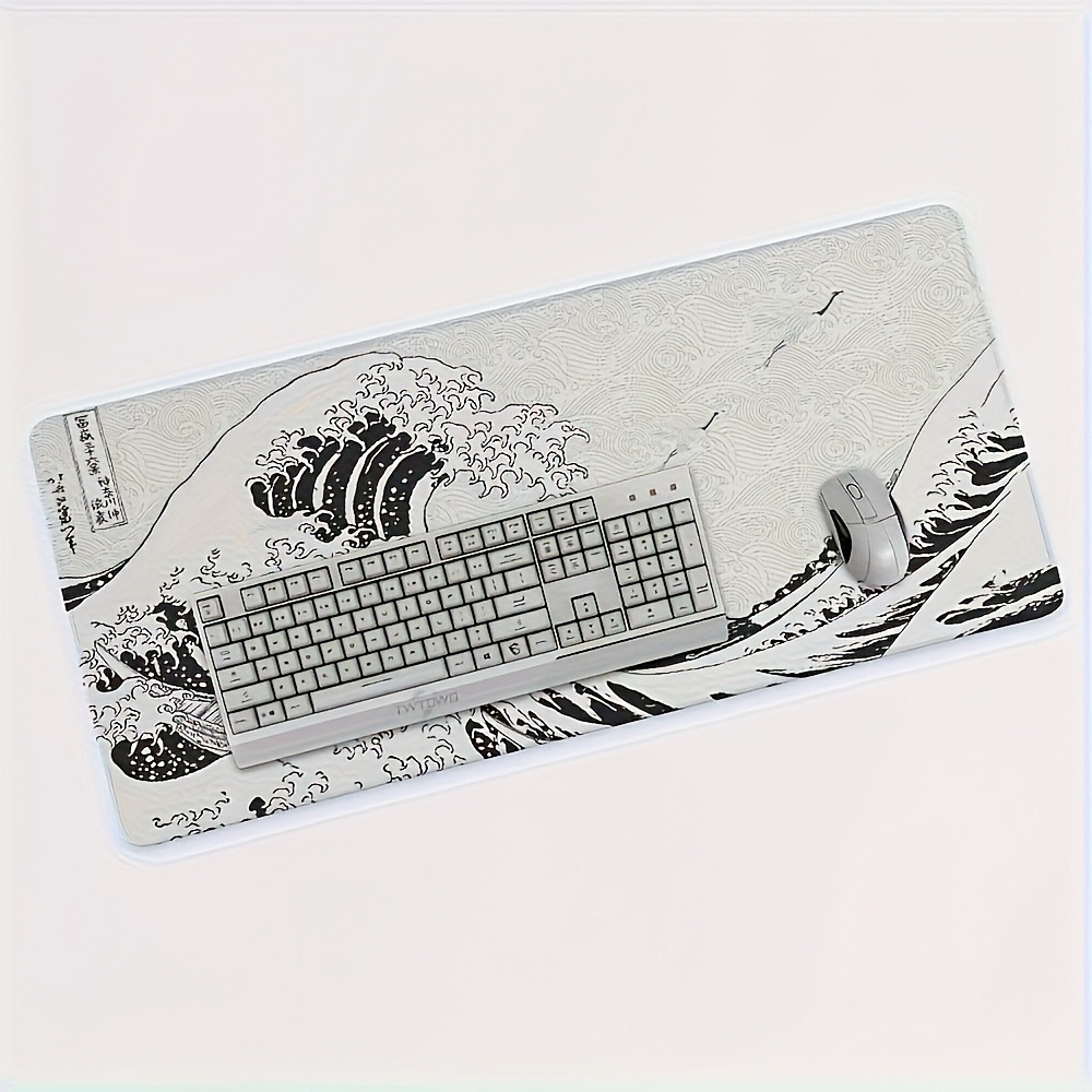 Desk Setup Black And White - Black White Wave Art XXL Desk