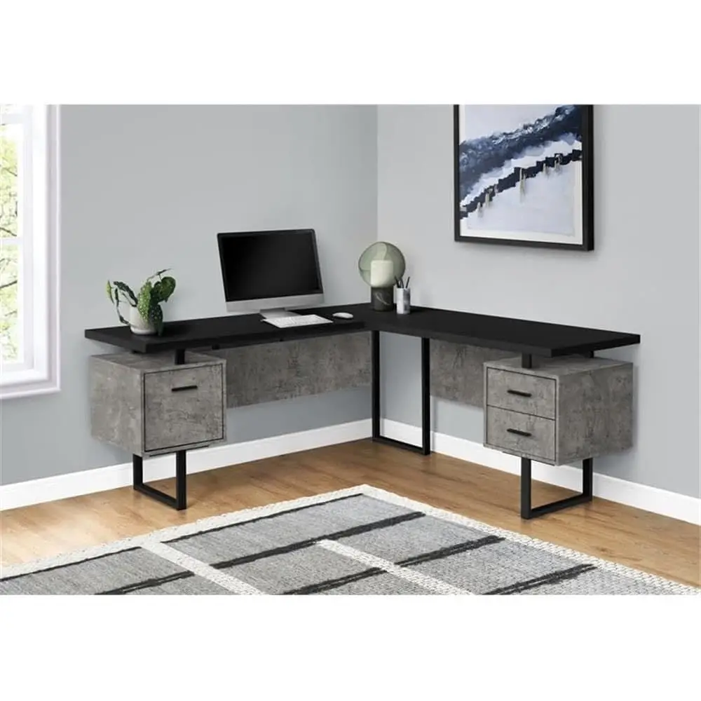 L-Shaped 70 Computer Desk with - огляд і ціна Desk Setup Grey