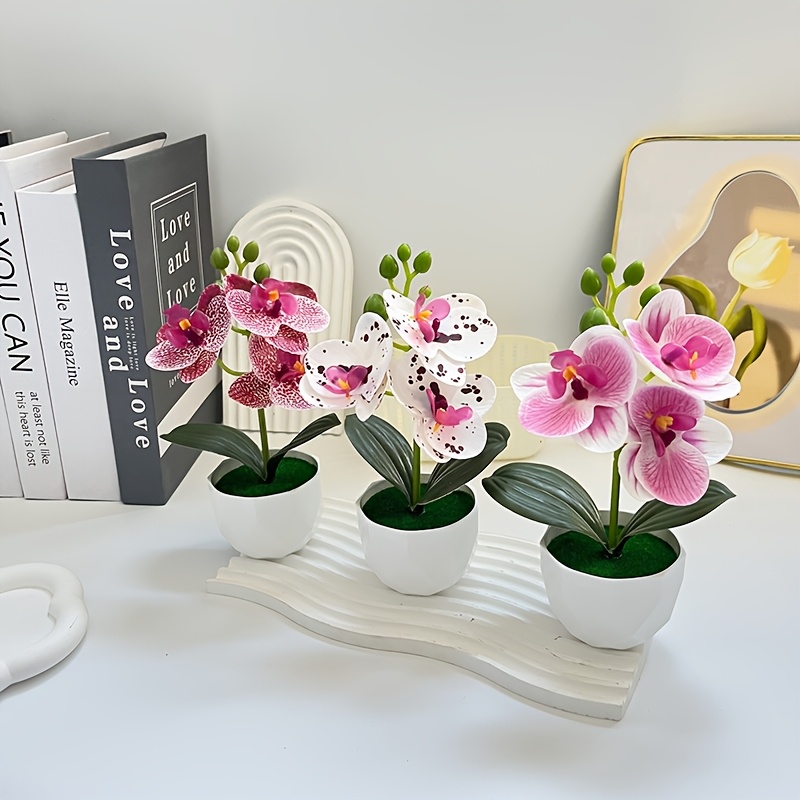 3pcs Artificial Phalaenopsis O - огляд і ціна Desk Setup Plants