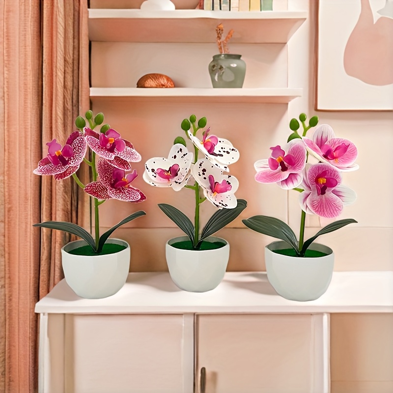 3pcs Artificial Phalaenopsis O - огляд і ціна Desk Setup Plants