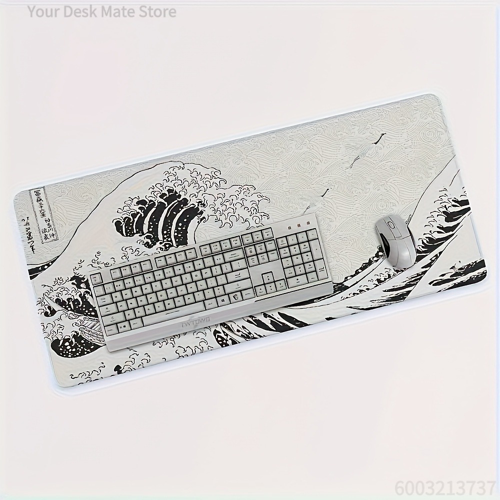 Black White Wave Art XXL Desk  - огляд і ціна Desk Setup Black And White
