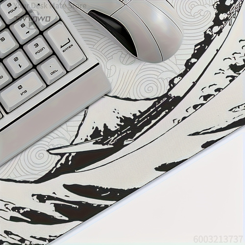 Black White Wave Art XXL Desk  - огляд і ціна Desk Setup Black And White