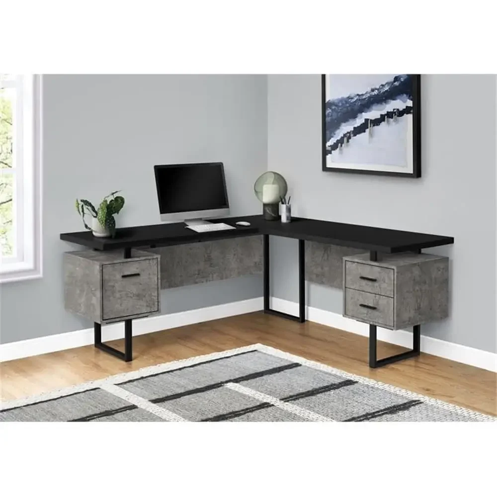 L-Shaped 70 Computer Desk with - огляд і ціна Desk Setup Grey