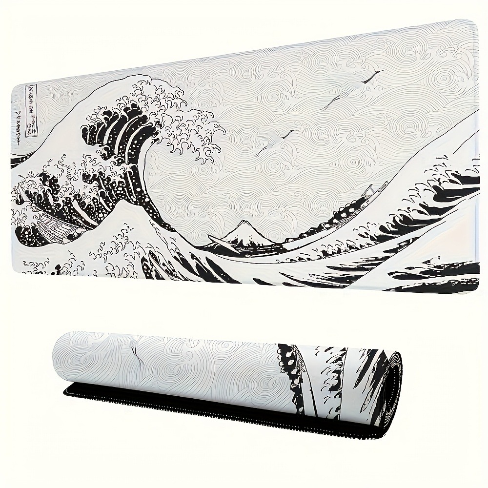 Black White Wave Art XXL Desk  - огляд і ціна Desk Setup Black And White
