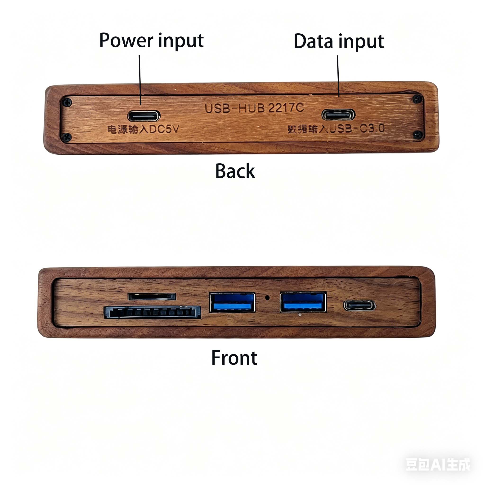 Walnut & Beech Wood 5-in-1 USB - огляд і ціна Desk Setup Usb Hub