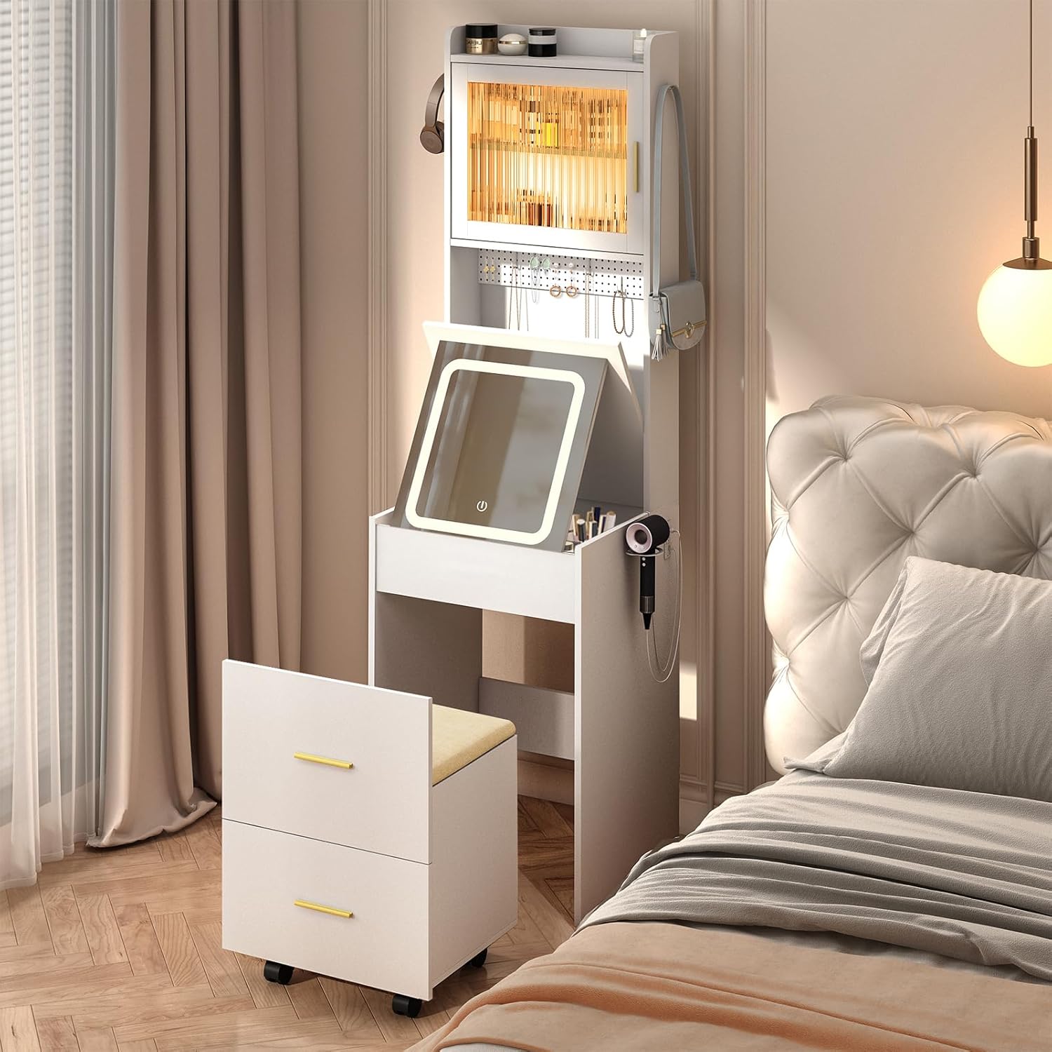 3 in 1 Vanity Desk with Fold-u - огляд і ціна Desk Setup Small