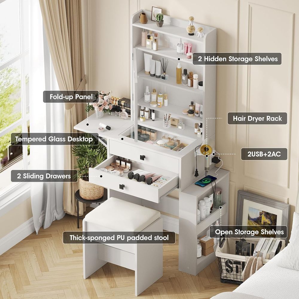 Vabches Small Makeup Vanity De - огляд і ціна Desk Setup Small