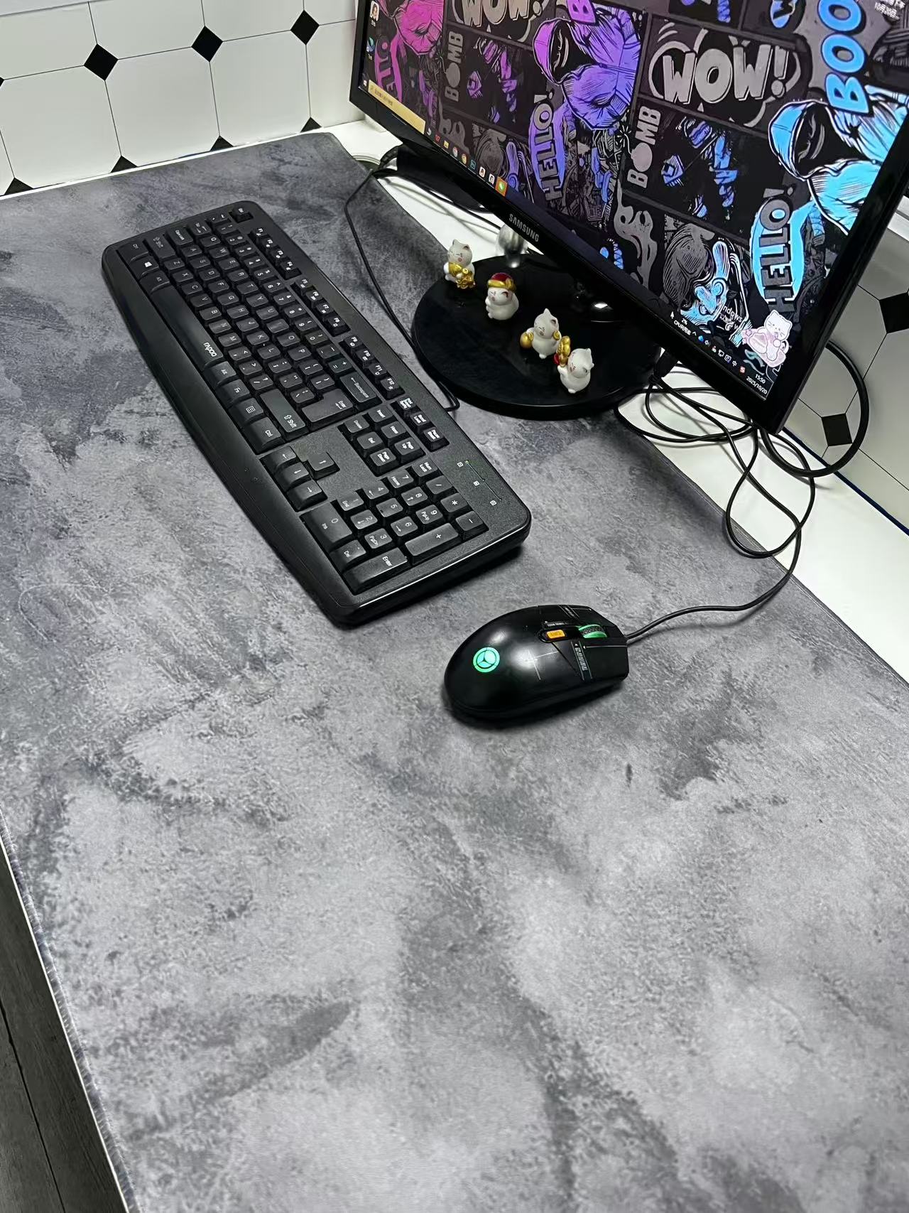 Grey Marble Big Mousepepad Mou - огляд і ціна Desk Setup Grey