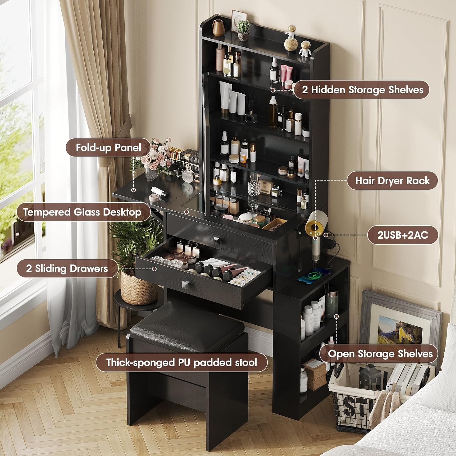 Small Makeup Vanity Desk with  - огляд і ціна Desk Setup Small