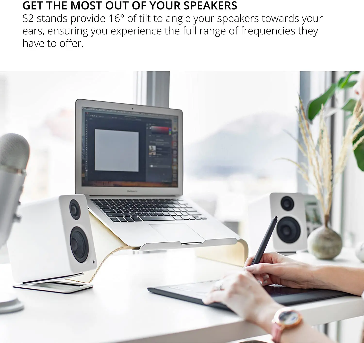 2pcs Desktop Speaker Stands fo - огляд і ціна Speaker Desk Setup