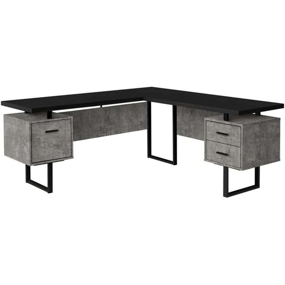 L-Shaped 70 Computer Desk with - огляд і ціна Desk Setup Grey