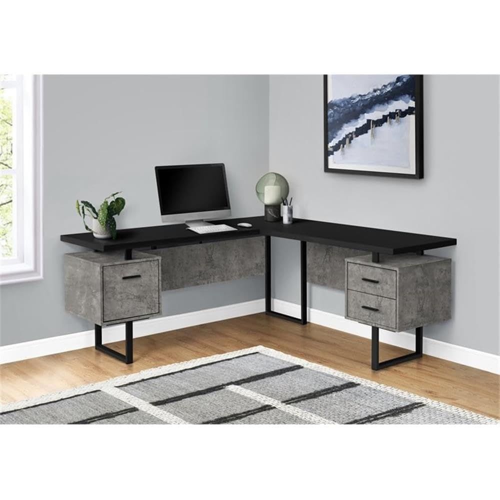 L-Shaped 70 Computer Desk with - огляд і ціна Desk Setup Grey