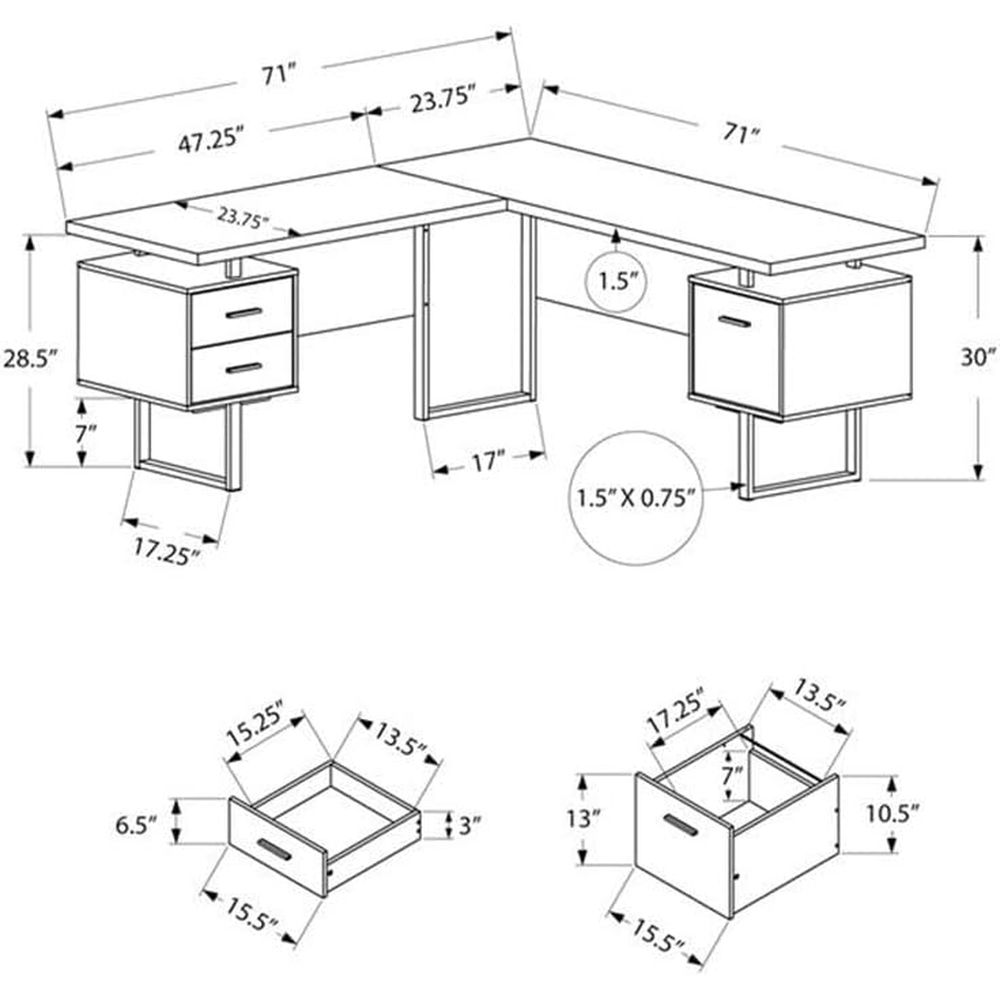 L-Shaped 70 Computer Desk with - огляд і ціна Desk Setup Grey