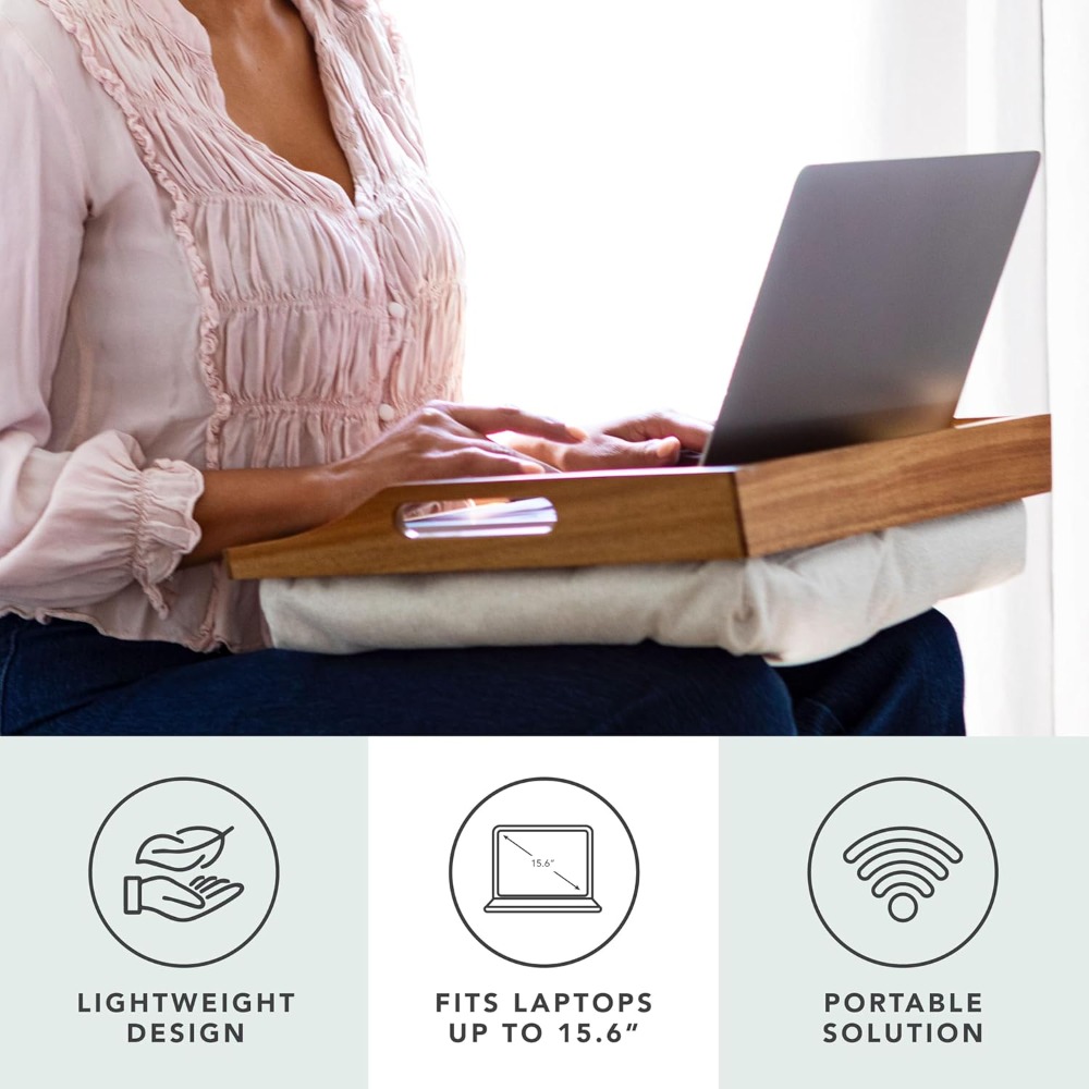 US Shipping Acacia Wood Bed Tr - огляд і ціна Desk Setup Laptop