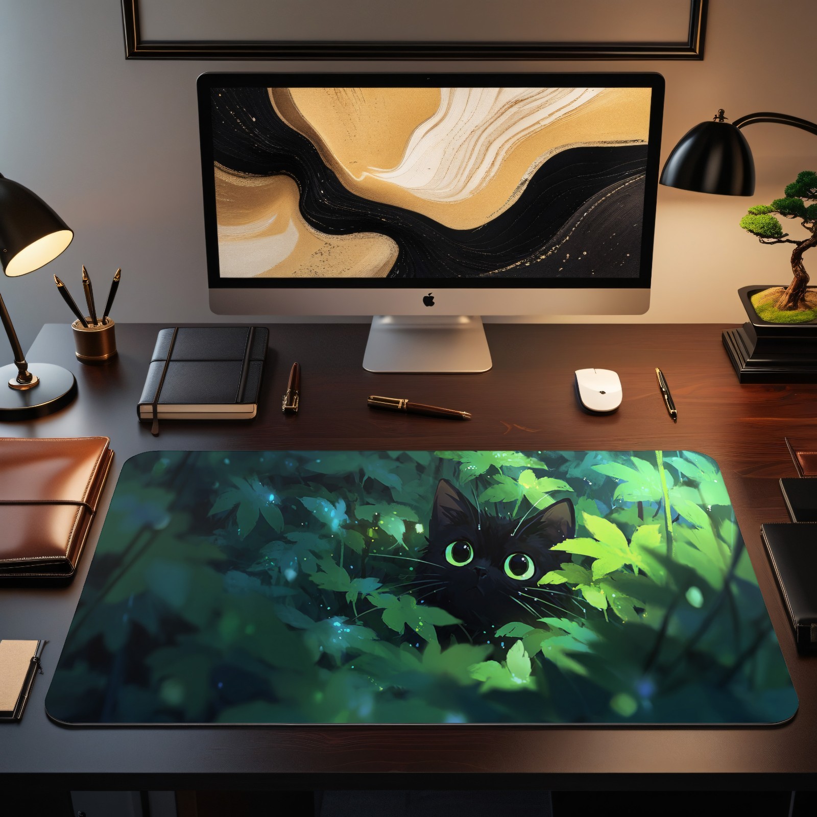Black Cat for MTG Playmat Gree - огляд і ціна Desk Setup Art