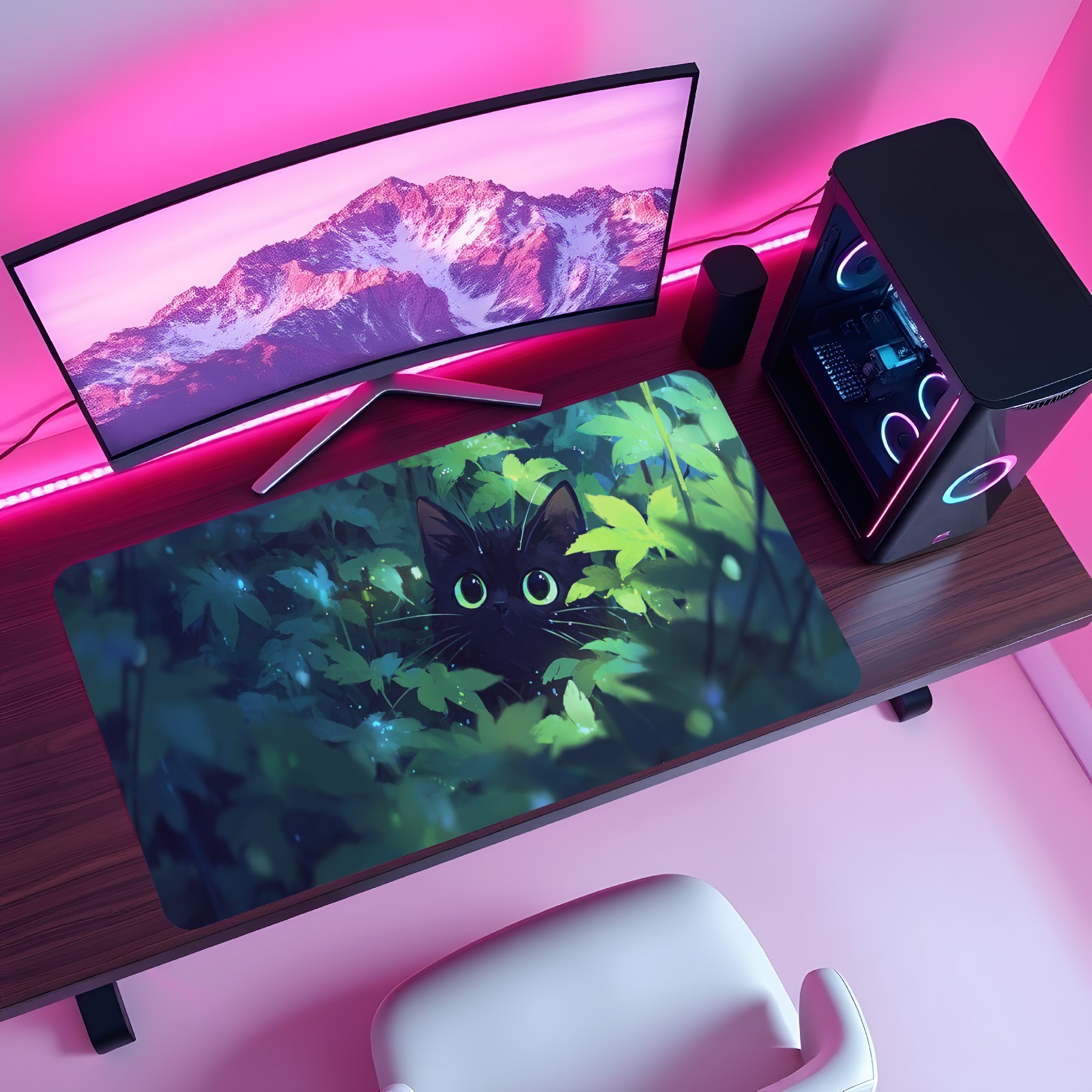 Black Cat for MTG Playmat Gree - огляд і ціна Desk Setup Art