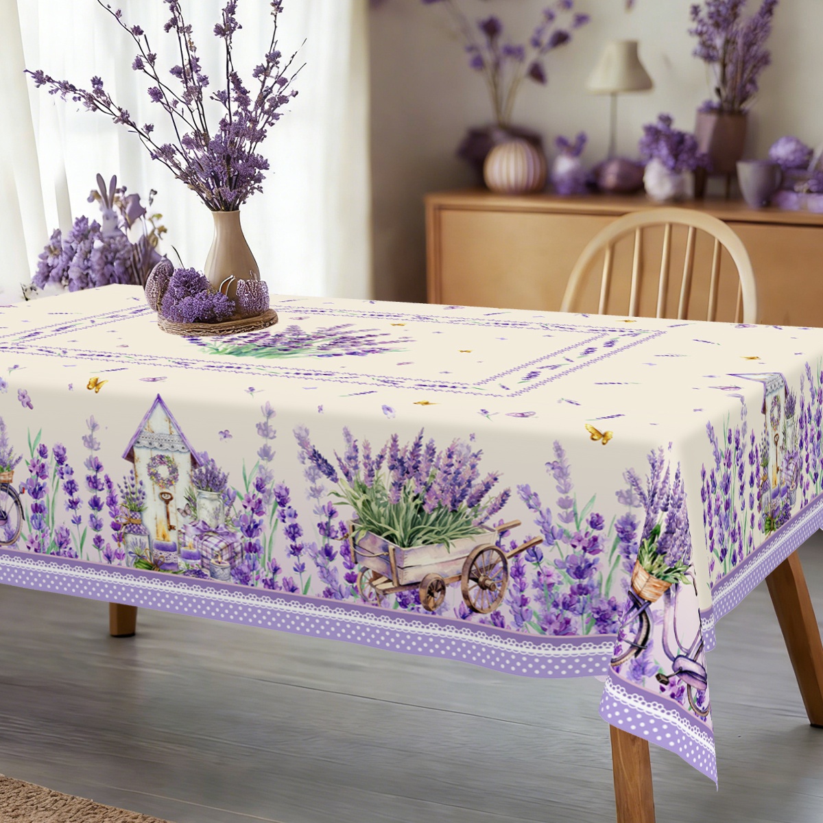 Lavender Table Cloth Rectangle - огляд і ціна Desk Setup Plants