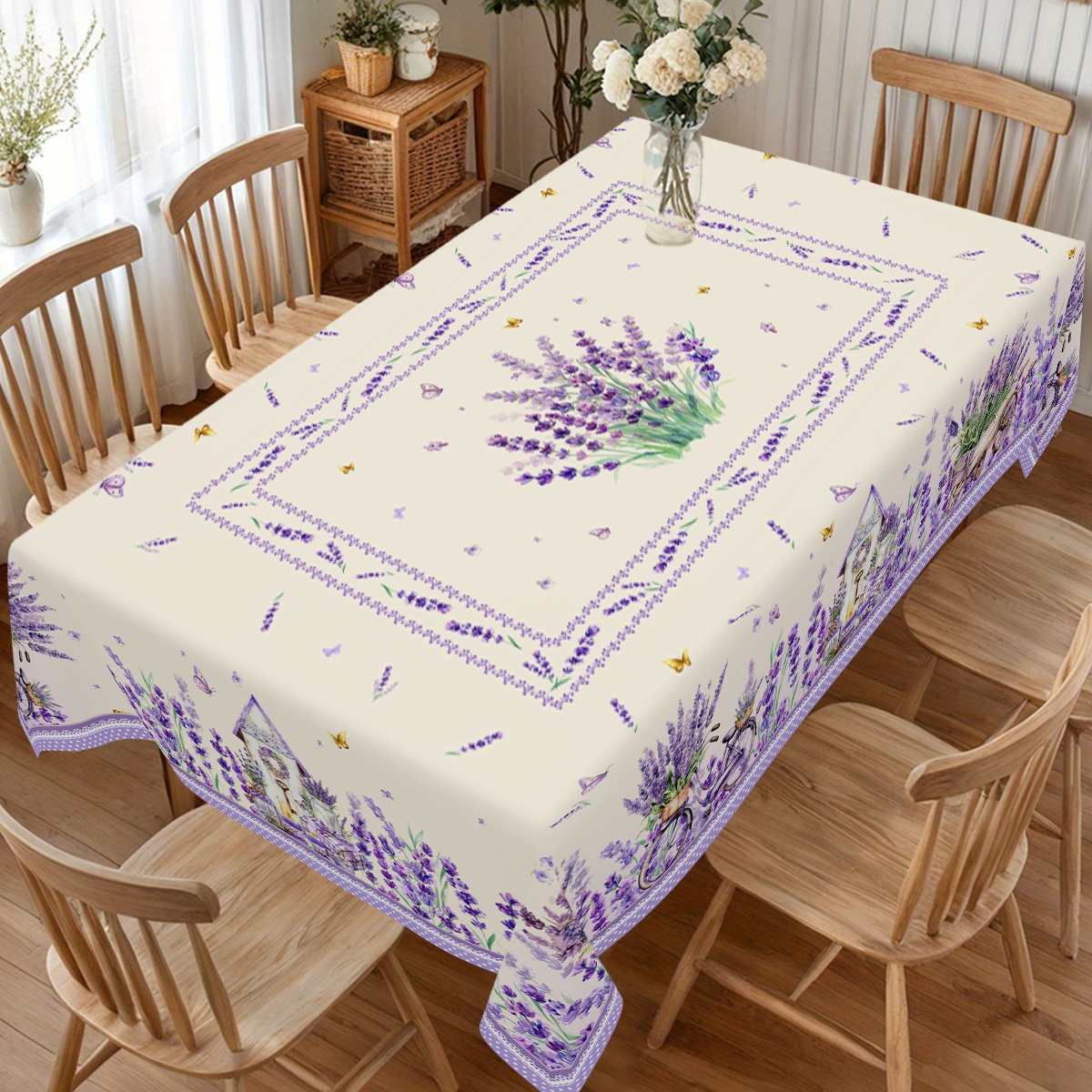 Lavender Table Cloth Rectangle - огляд і ціна Desk Setup Plants