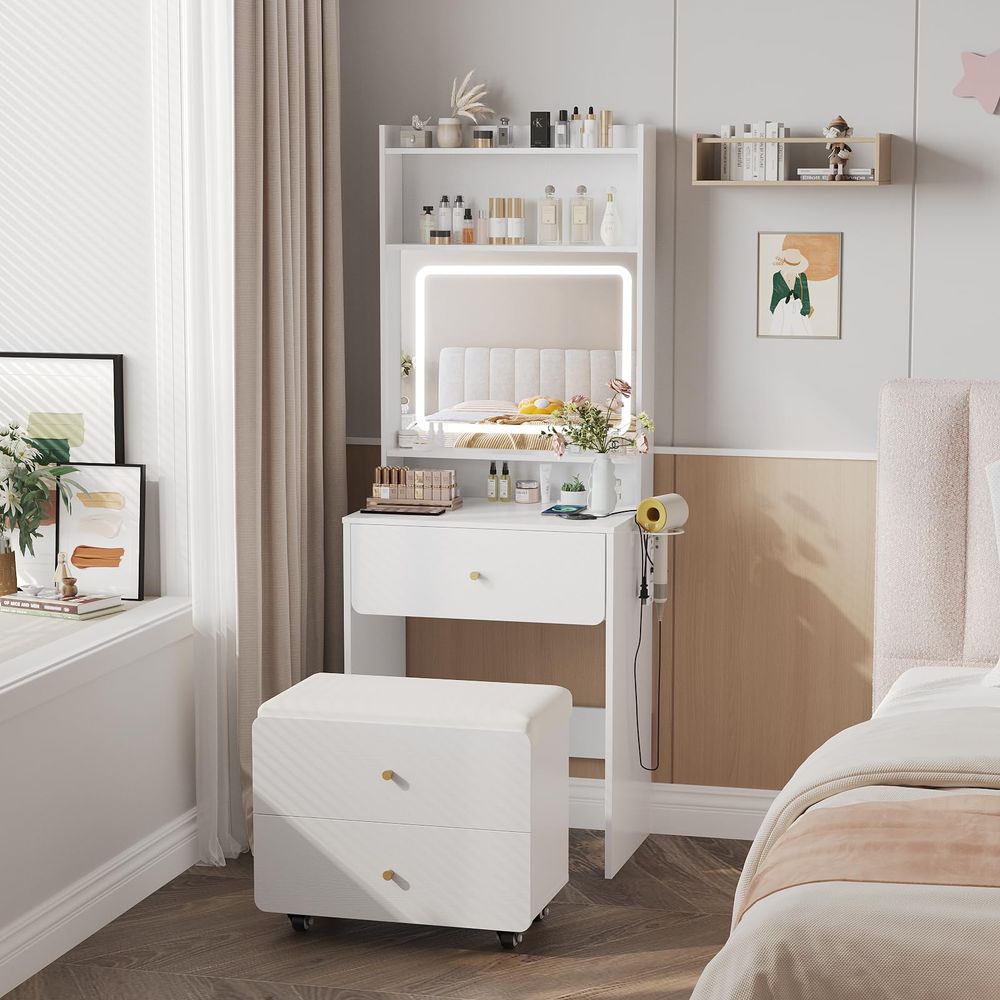 Up Vanity Desk with Mirror and - огляд і ціна Desk Setup Small