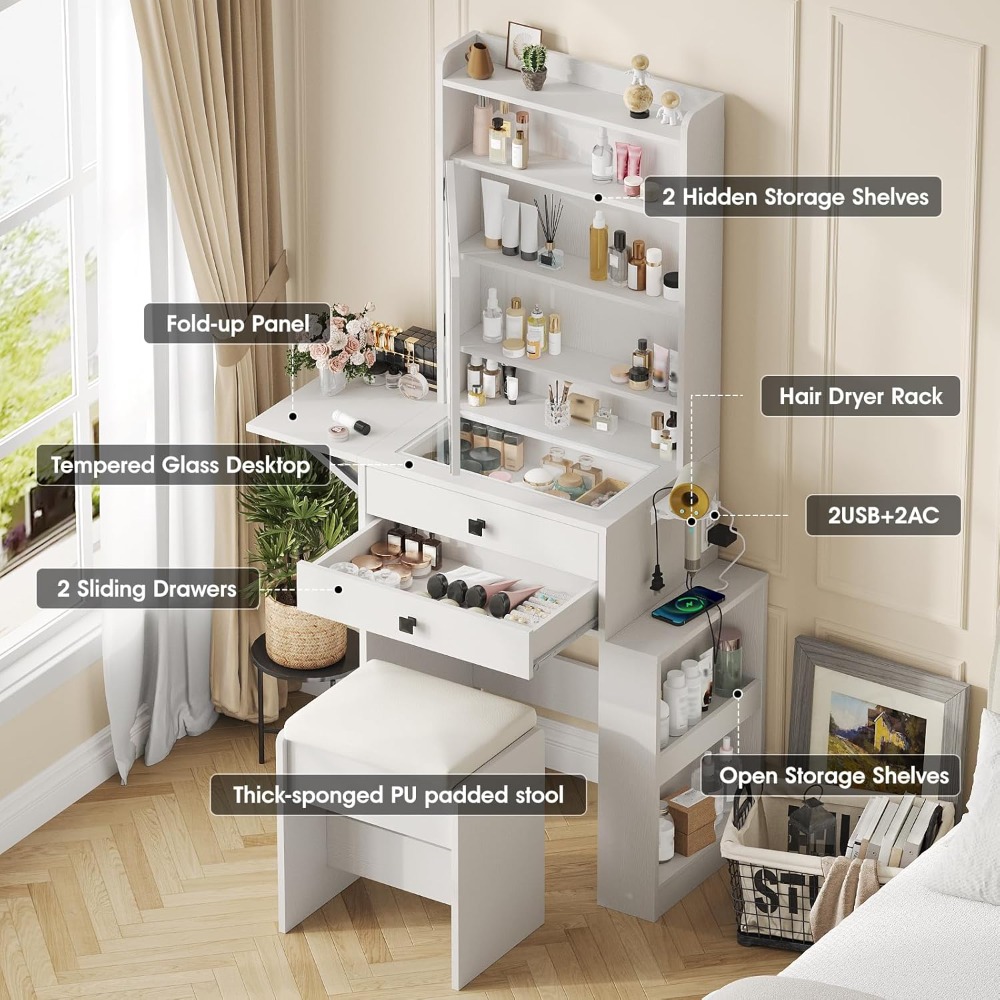 Small Makeup Vanity Desk with  - огляд і ціна Desk Setup Small