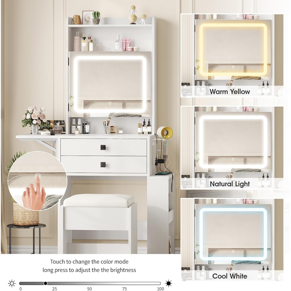 Small Makeup Vanity Desk with  - огляд і ціна Desk Setup Small