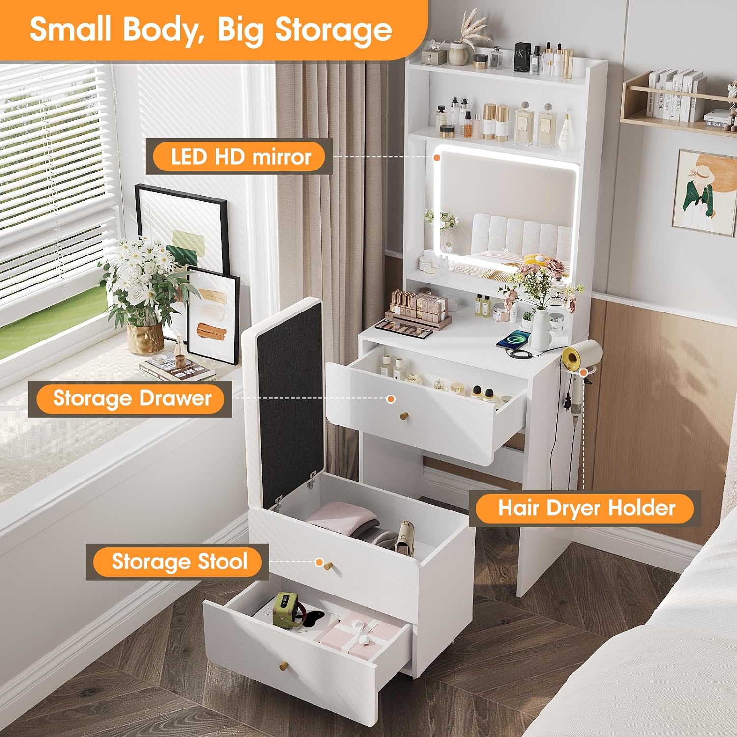 Make Up Vanity Desk with Mirro - огляд і ціна Desk Setup Bedroom