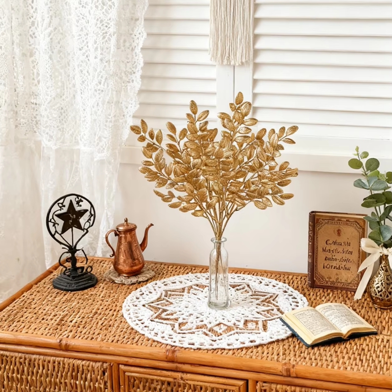 10Pcs Artificial Plants Golden - огляд і ціна Desk Setup Plants