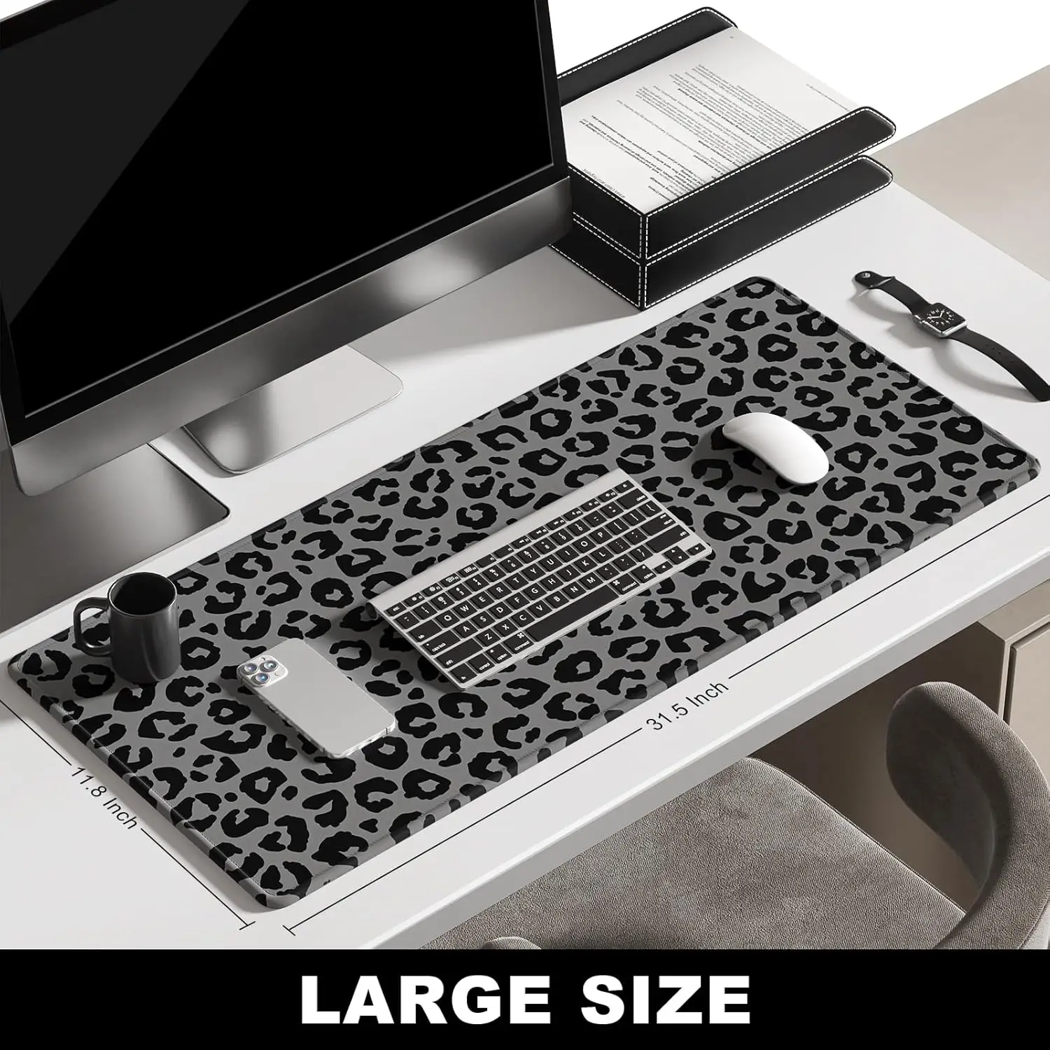 Stylish Grey Black Leopard Pri - огляд і ціна Desk Setup Grey