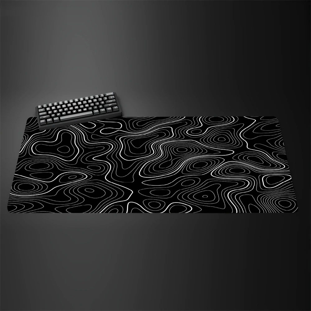 Topographic Map Large Gaming M - огляд і ціна Desk Setup Black And White