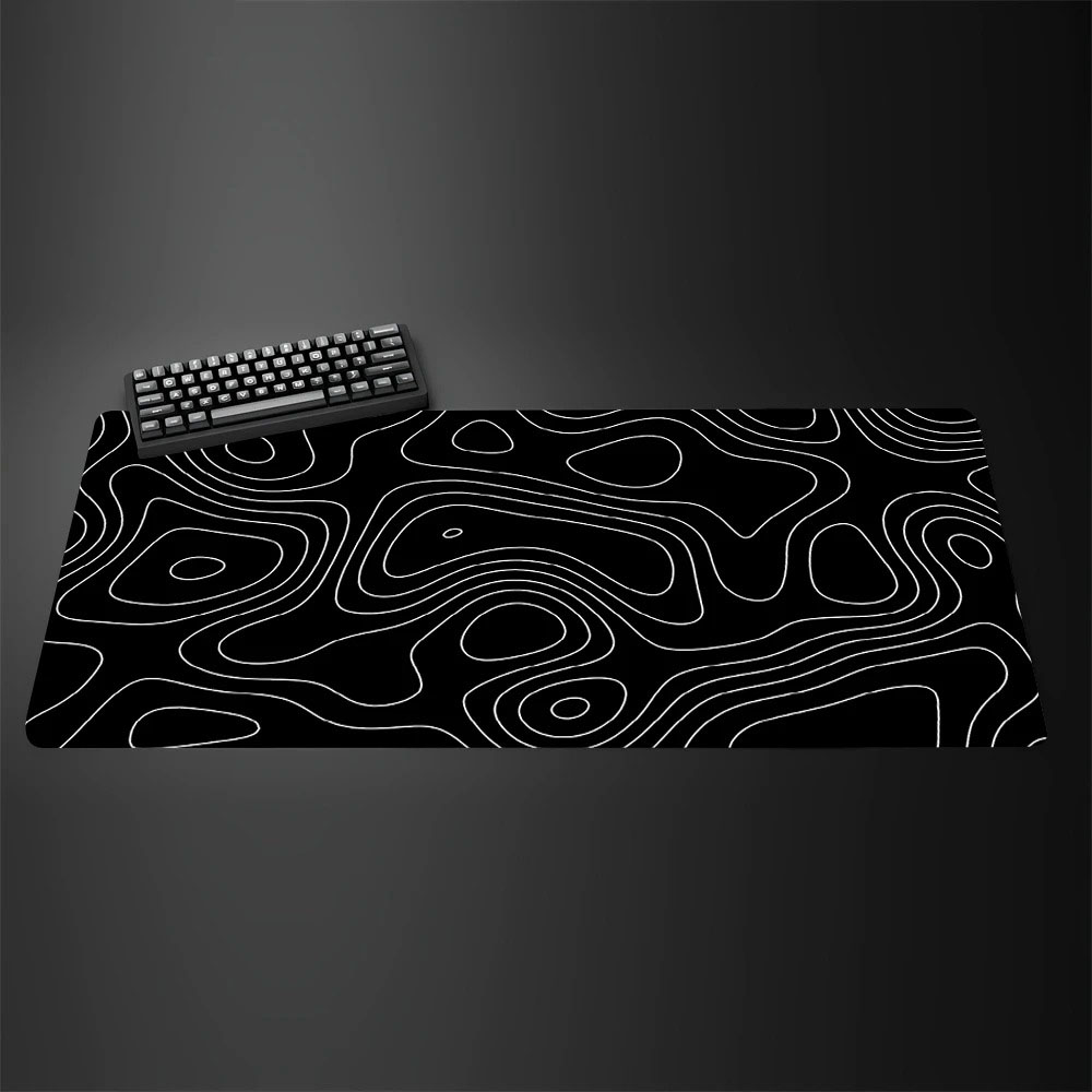 Topographic Map Large Gaming M - огляд і ціна Desk Setup Black And White