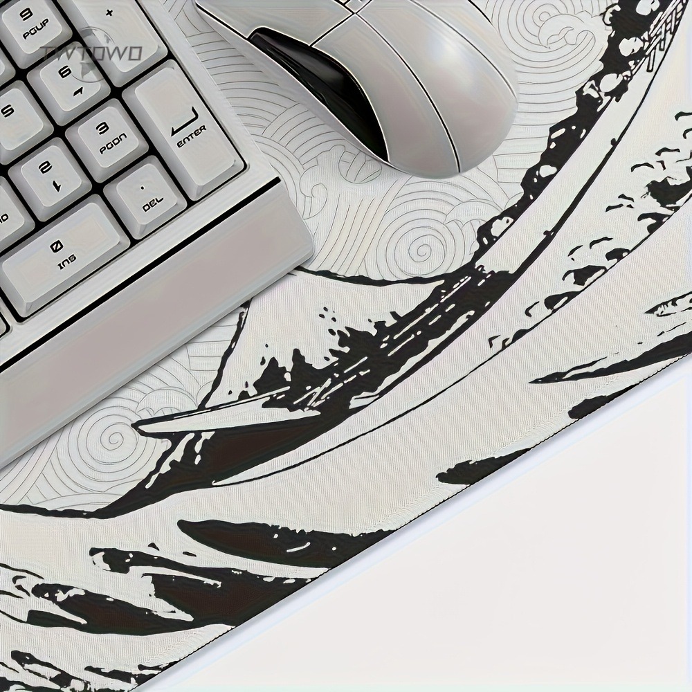 Black White Wave Art XXL Desk  - огляд і ціна Desk Setup Black And White