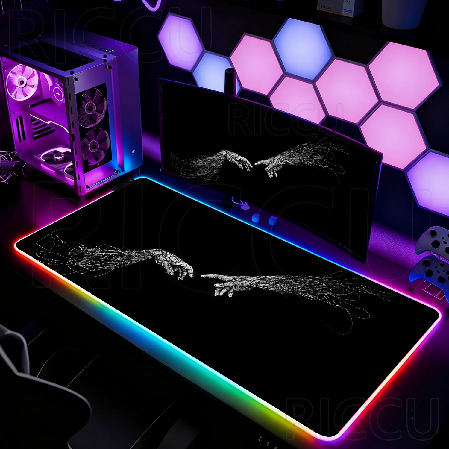 RGB XXL HD Large Black White G - огляд і ціна Desk Setup Black And White